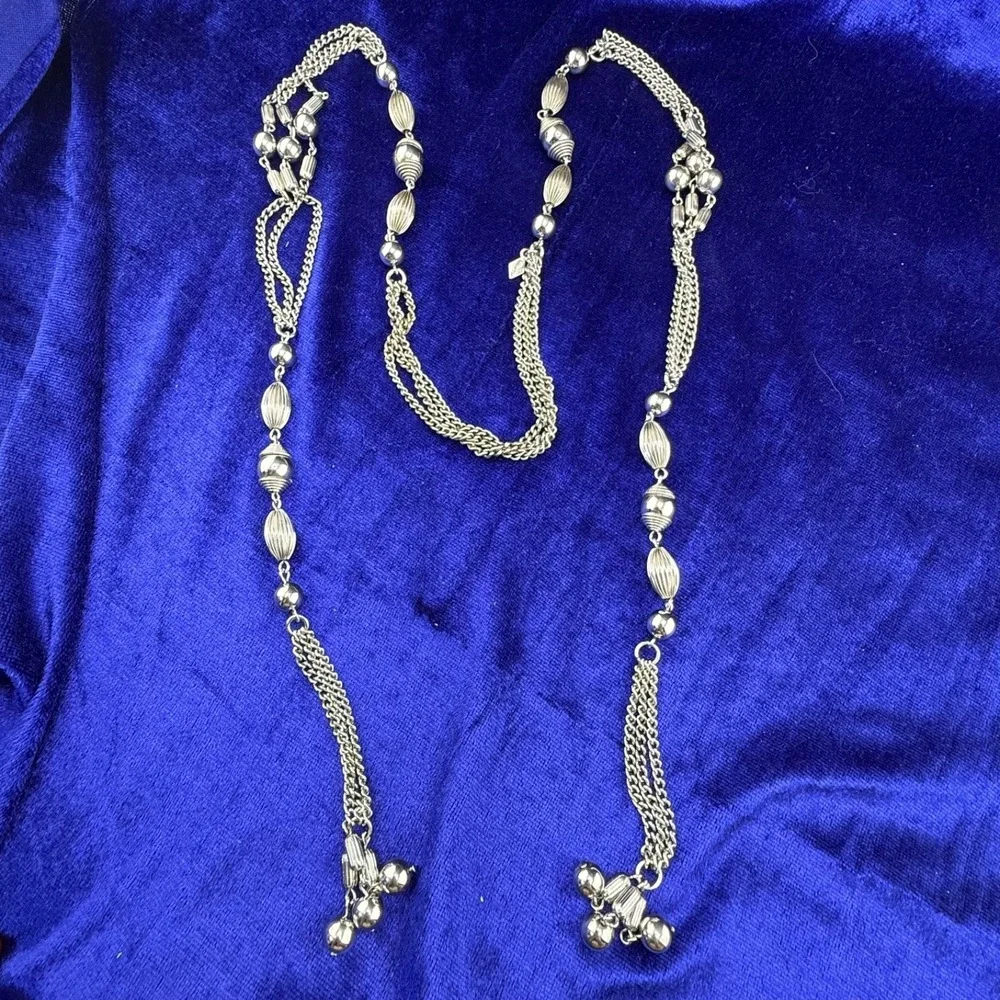 Vintage‎ Sarah Coventry Lariat Necklace Silver Tone 36